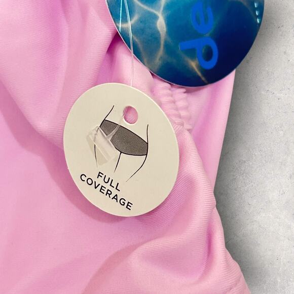 New Decree French Orchid Ruched High Rise Bikini Set Pink Bottom 0X‎ Top 1X - Picture 5 of 10